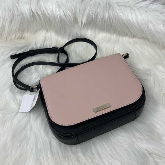 KATE SPADE NEW YORK LAUREL WAY LARGE CARSEN BLACK & PINK CROSSBODY LEATHER BAG - Picture 8 of 12